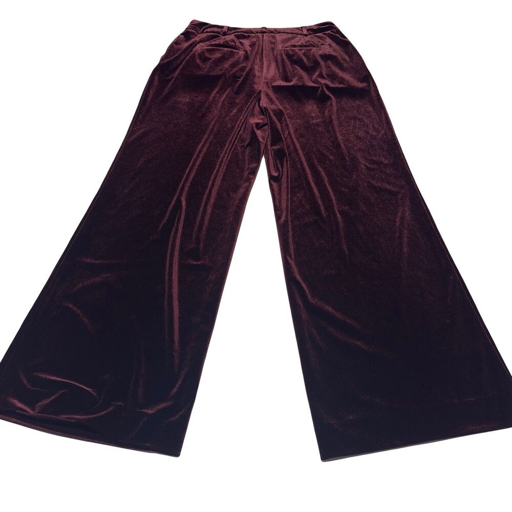 Laundry By Shelli Segal Velvet Velour Pant Suit Set M Burgundy MISSING BUTTON - Picture 5 of 15